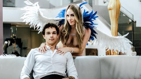 Busty Bunny Madison takes a massive young cock on the couch