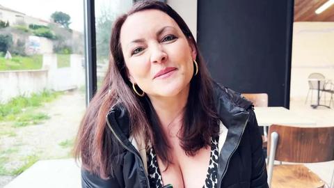 Watch this busty French MILF take her first messy facial