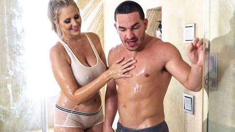 POV: Stepson enjoys a hot shower with his busty stepmom