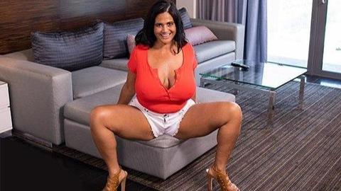 Oiled brunette smothers you in a private hotel room