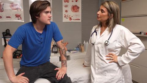 Hot MILF Doctor Krystal Gives Young Injured Patient Full Special Treatment