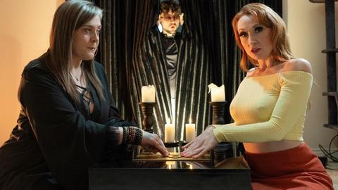 Ouija board fun ends with a huge cumshot on this milf