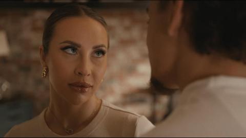 Busty neighbor's son pounds his brunette and cums on her ass