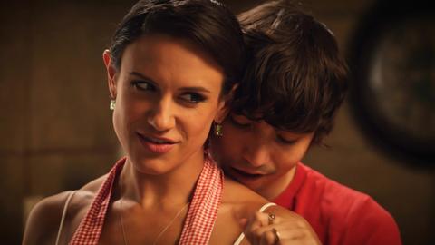 Busty older woman takes her young stepson for a creampie