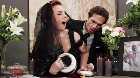Horny Widow Ruby Seduces the Young Funeral Attendant