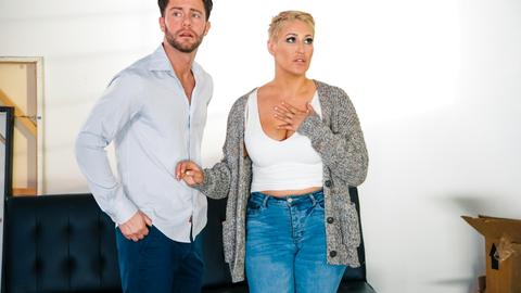 Huge tits older woman takes his load right in her mouth