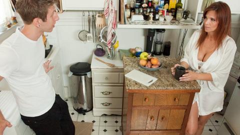 Younger guy takes control, tying up and dominating his MILF stepmom