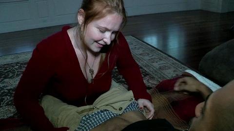 Redhead Yaya gets a BBC anal creampie on the couch